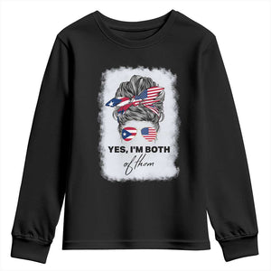 Yes I’m Both Puerto Rican American Youth Sweatshirt Messy Bun Boricua Woman Pride TS10 Black Print Your Wear