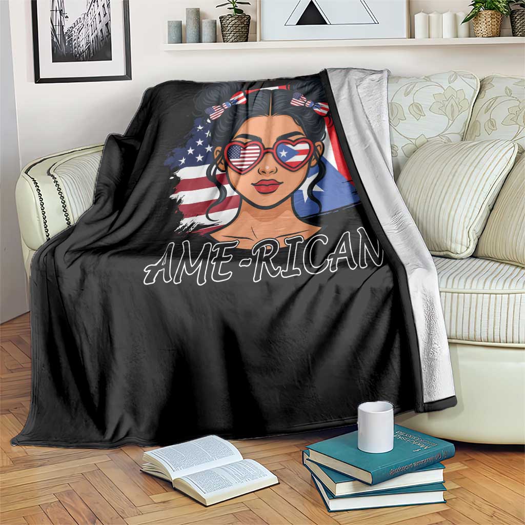 Puerto Rican American Girl Throw Blanket AME-RICAN Boricua Pride TS10 Print Your Wear