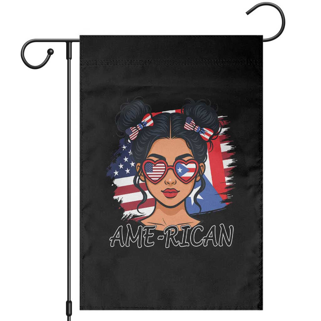 Puerto Rican American Girl Garden Flag AME-RICAN Boricua Pride TS10 Black Print Your Wear