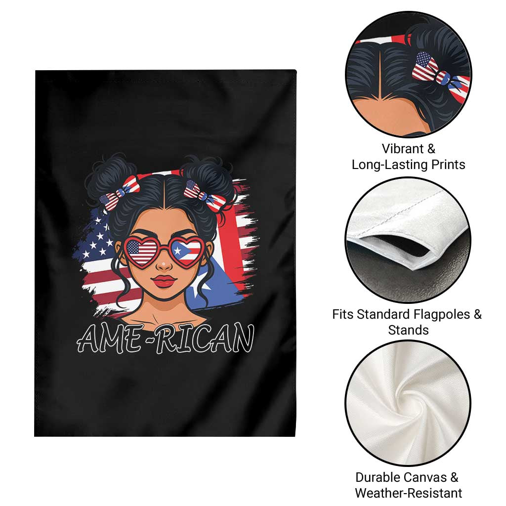 Puerto Rican American Girl Garden Flag AME-RICAN Boricua Pride TS10 Print Your Wear