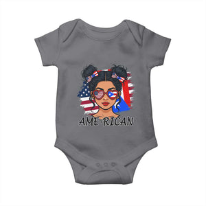 Puerto Rican American Girl Baby Onesie AME-RICAN Boricua Pride TS10 Charcoal Print Your Wear