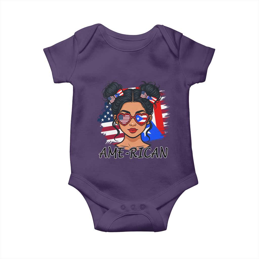 Puerto Rican American Girl Baby Onesie AME-RICAN Boricua Pride TS10 Purple Print Your Wear