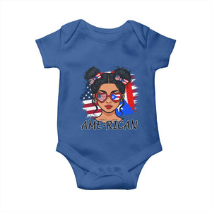 Puerto Rican American Girl Baby Onesie AME-RICAN Boricua Pride TS10 Royal Blue Print Your Wear