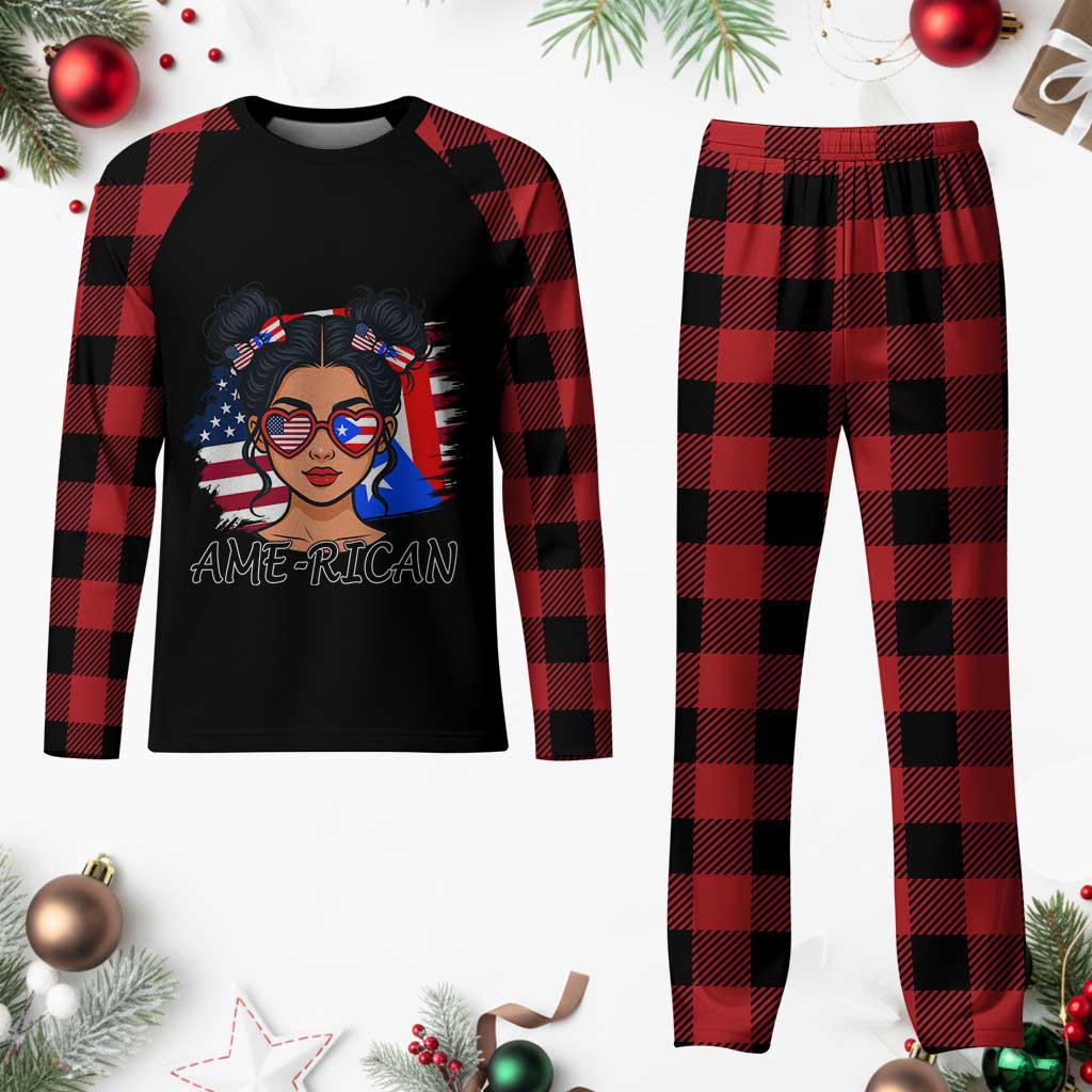 Puerto Rican American Girl Plaid Pajama Set AME-RICAN Boricua Pride TS10 Buffalo Plaid Print Your Wear