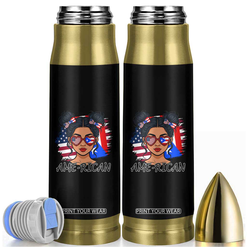 Puerto Rican American Girl Bullet Tumbler AME-RICAN Boricua Pride TS10 Black Print Your Wear