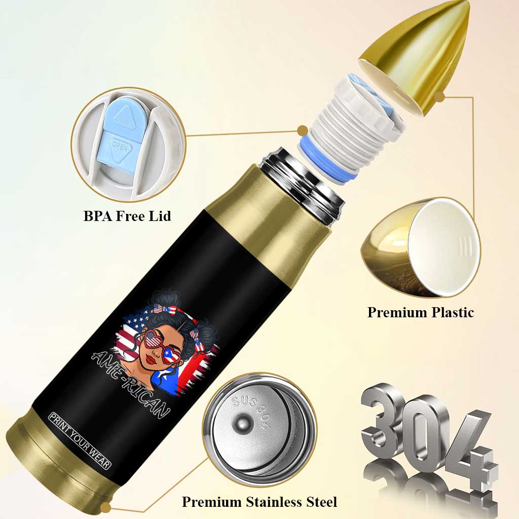 Puerto Rican American Girl Bullet Tumbler AME-RICAN Boricua Pride TS10 Print Your Wear