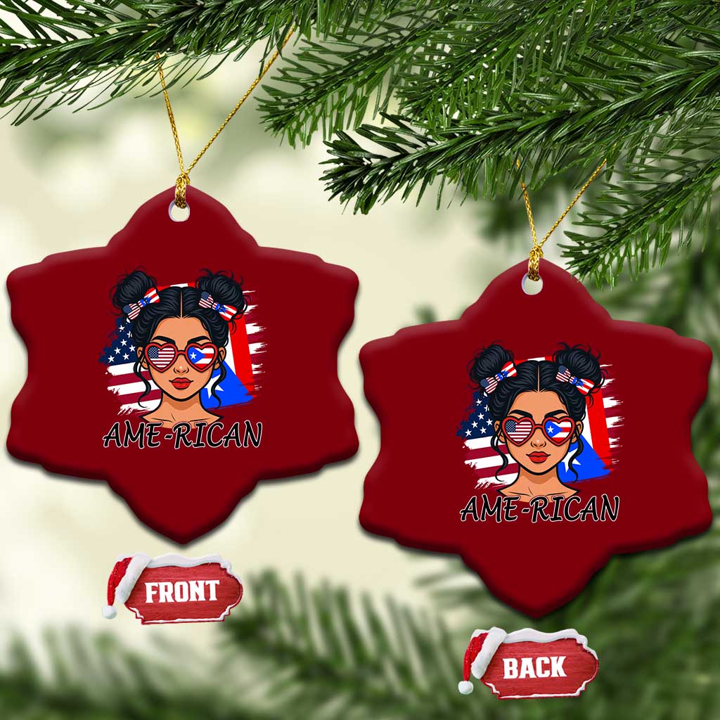 Puerto Rican American Girl Ceramic Ornament AME-RICAN Boricua Pride TS10 Print Your Wear