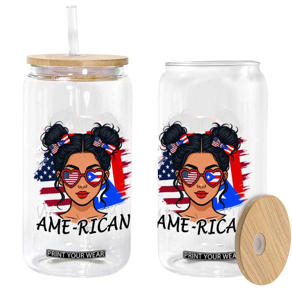 Puerto Rican American Girl Glass Can AME-RICAN Boricua Pride TS10 Print Your Wear