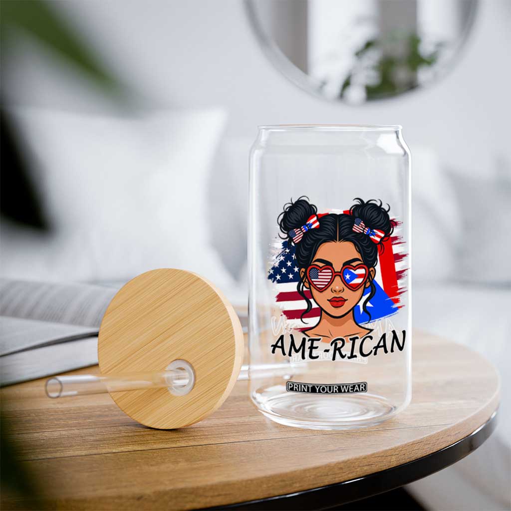 Puerto Rican American Girl Glass Can AME-RICAN Boricua Pride TS10 Print Your Wear