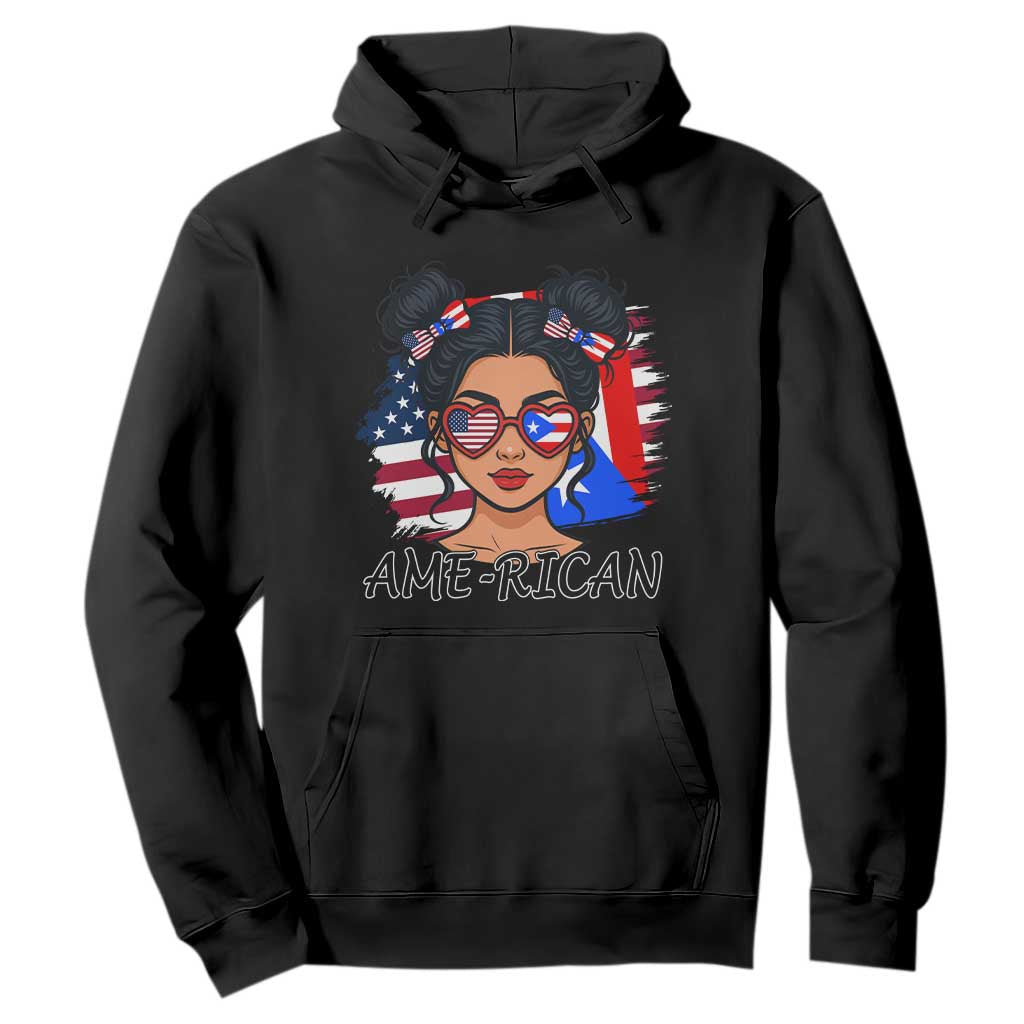 Puerto Rican American Girl Hoodie AME-RICAN Boricua Pride TS10 Black Print Your Wear