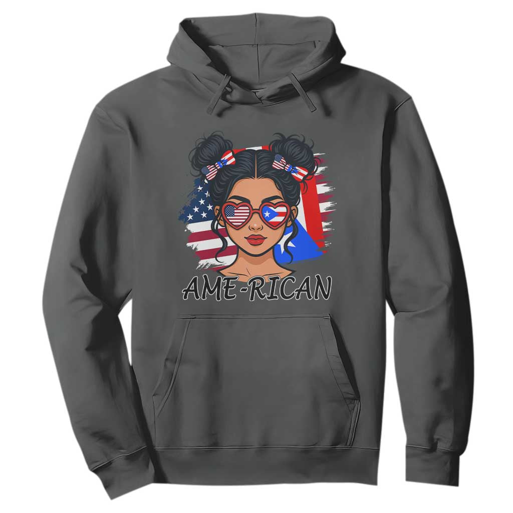 Puerto Rican American Girl Hoodie AME-RICAN Boricua Pride TS10 Dark Heather Print Your Wear