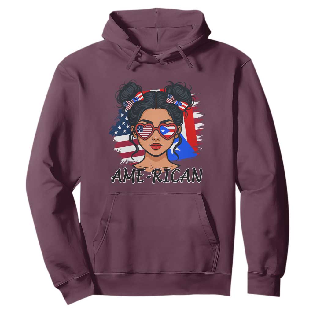 Puerto Rican American Girl Hoodie AME-RICAN Boricua Pride TS10 Maroon Print Your Wear