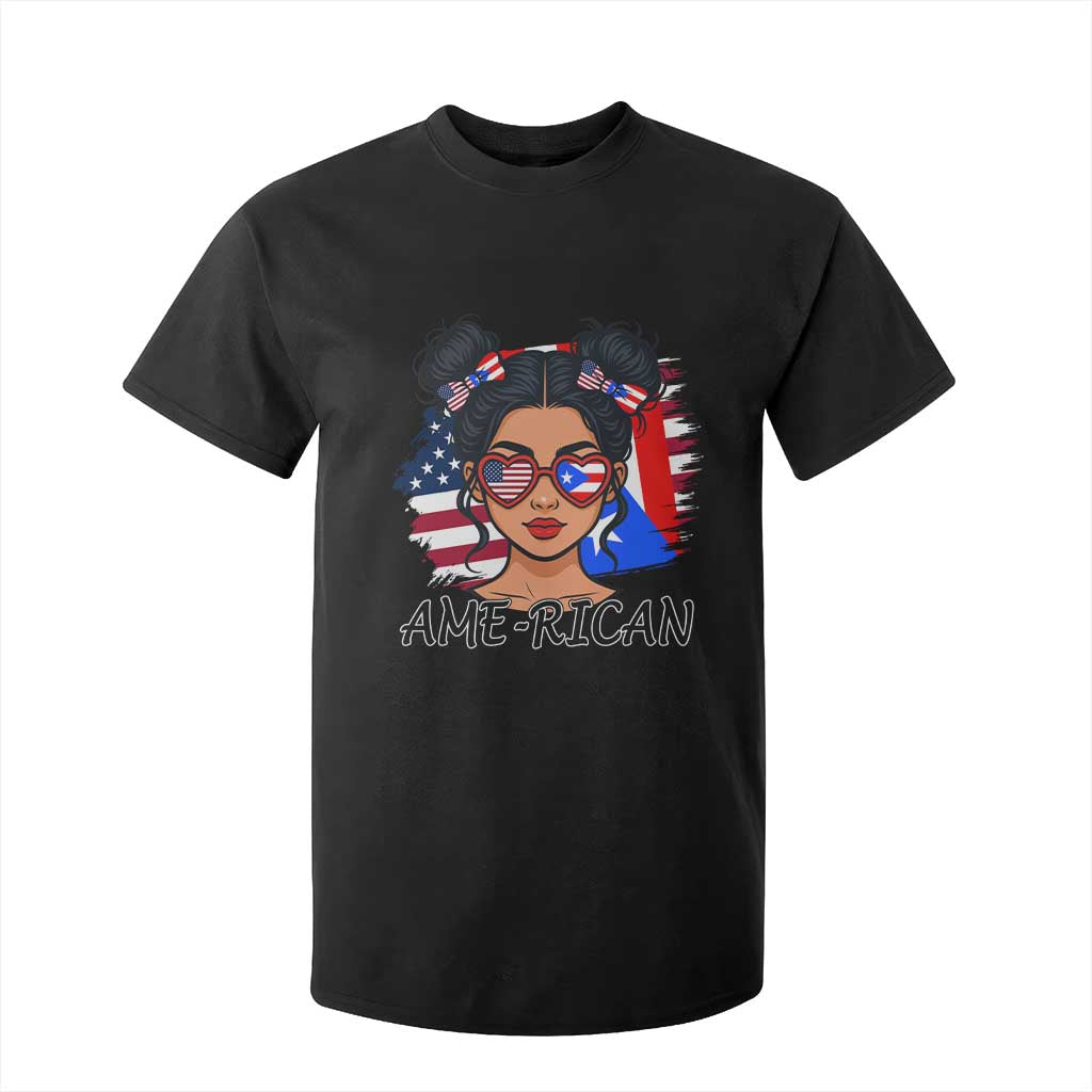 Puerto Rican American Girl T Shirt For Kid AME-RICAN Boricua Pride TS10 Black Print Your Wear