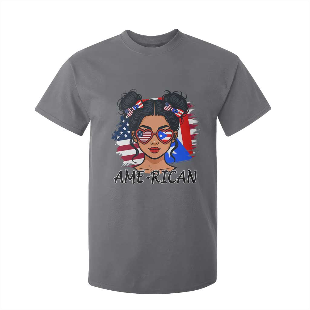 Puerto Rican American Girl T Shirt For Kid AME-RICAN Boricua Pride TS10 Charcoal Print Your Wear