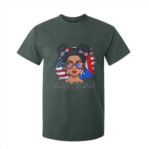 Puerto Rican American Girl T Shirt For Kid AME-RICAN Boricua Pride TS10 Dark Forest Green Print Your Wear