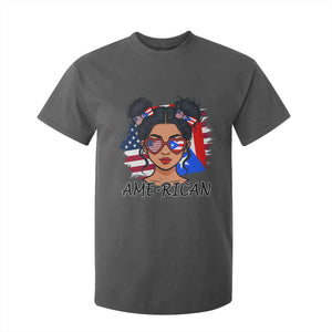 Puerto Rican American Girl T Shirt For Kid AME-RICAN Boricua Pride TS10 Dark Heather Print Your Wear