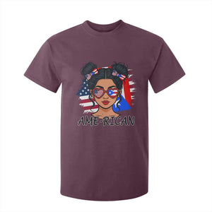 Puerto Rican American Girl T Shirt For Kid AME-RICAN Boricua Pride TS10 Maroon Print Your Wear