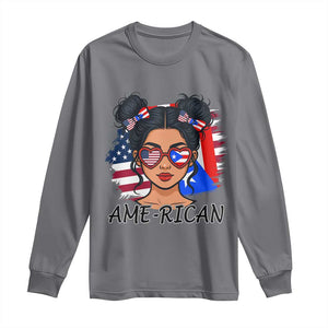 Puerto Rican American Girl Long Sleeve Shirt AME-RICAN Boricua Pride TS10 Charcoal Print Your Wear