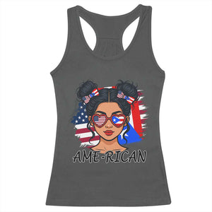 Puerto Rican American Girl Racerback Tank Top AME-RICAN Boricua Pride TS10 Dark Heather Print Your Wear