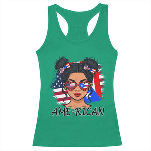 Puerto Rican American Girl Racerback Tank Top AME-RICAN Boricua Pride TS10 Irish Green Print Your Wear