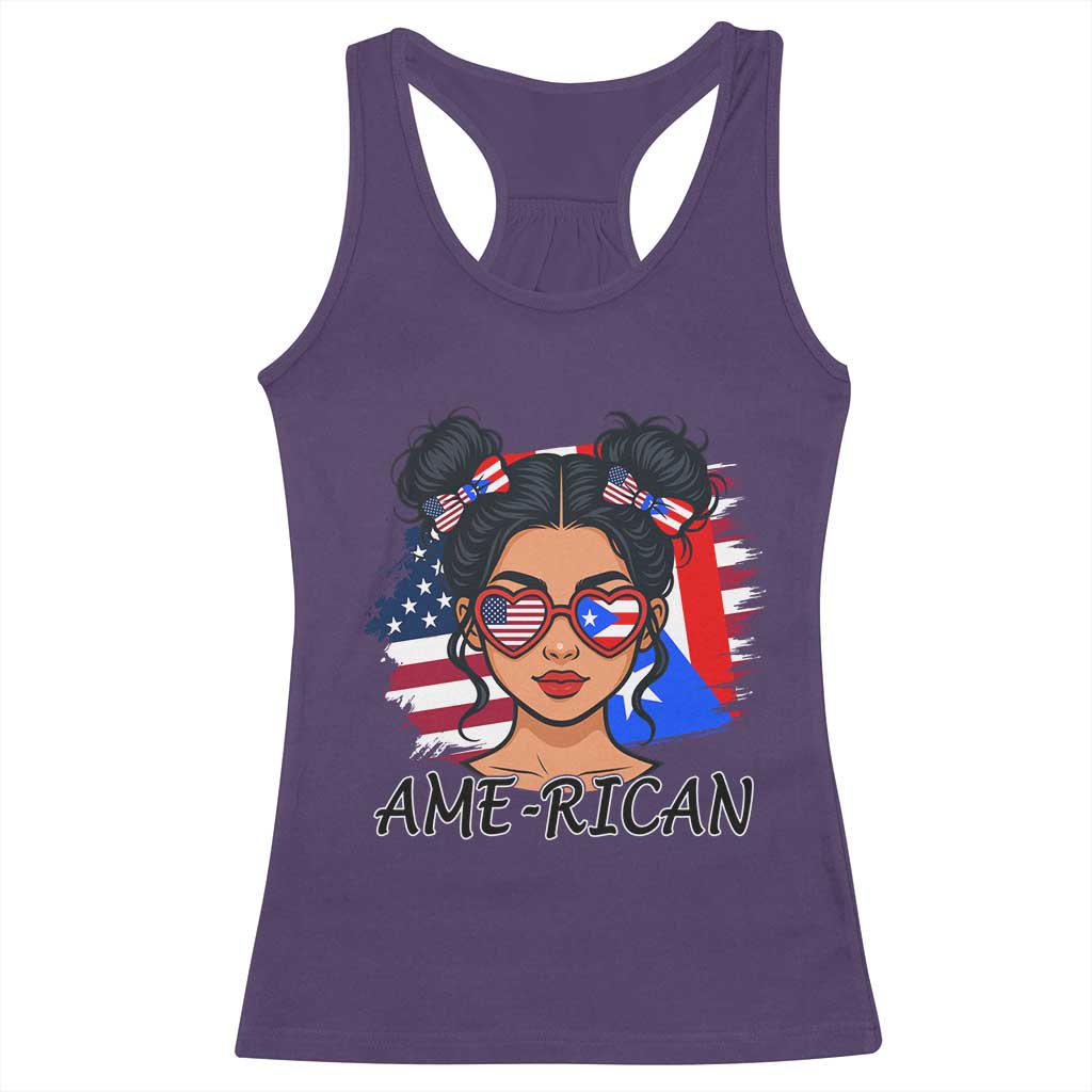 Puerto Rican American Girl Racerback Tank Top AME-RICAN Boricua Pride TS10 Purple Print Your Wear