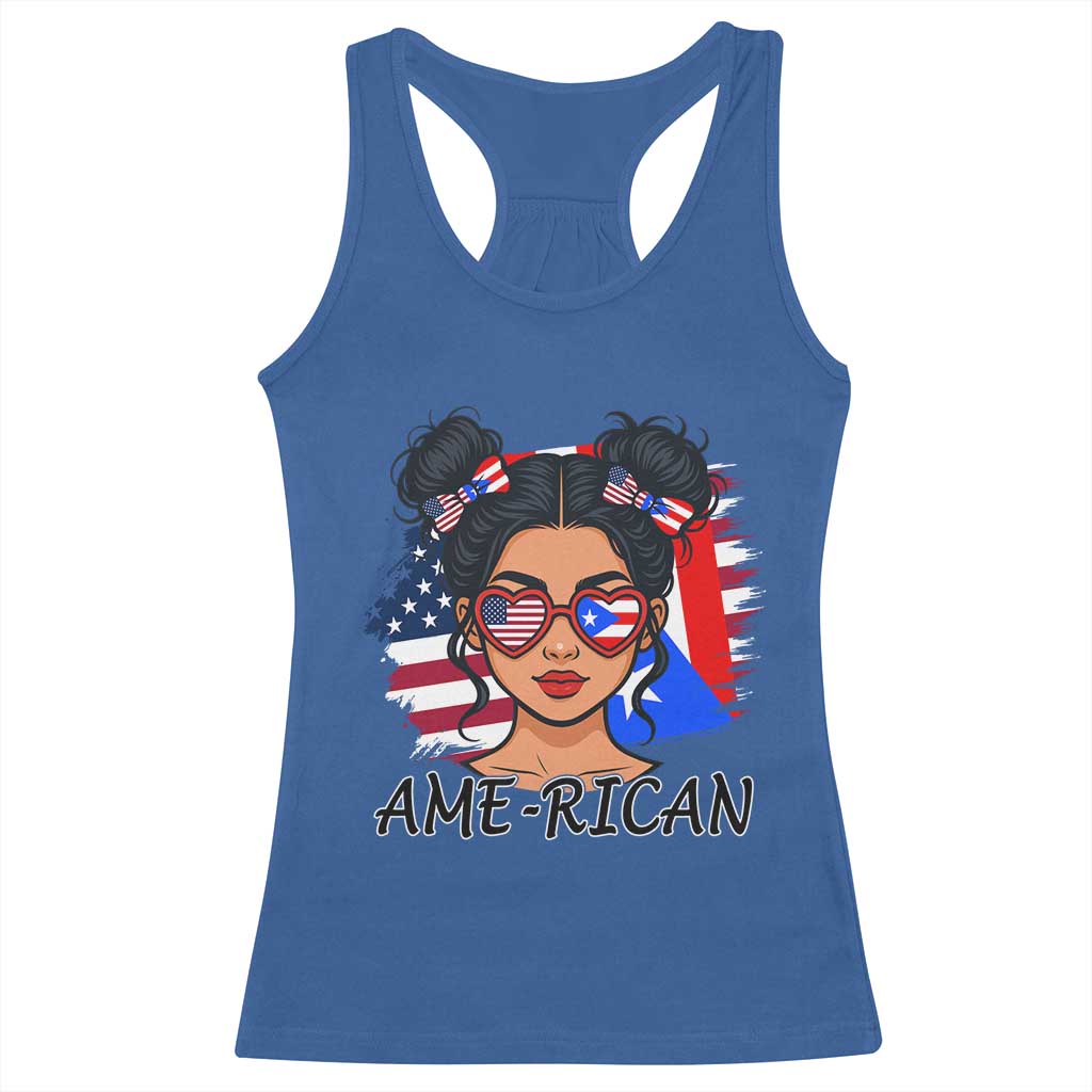 Puerto Rican American Girl Racerback Tank Top AME-RICAN Boricua Pride TS10 Royal Blue Print Your Wear