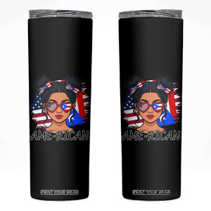 Puerto Rican American Girl Skinny Tumbler AME-RICAN Boricua Pride TS10 Black Print Your Wear