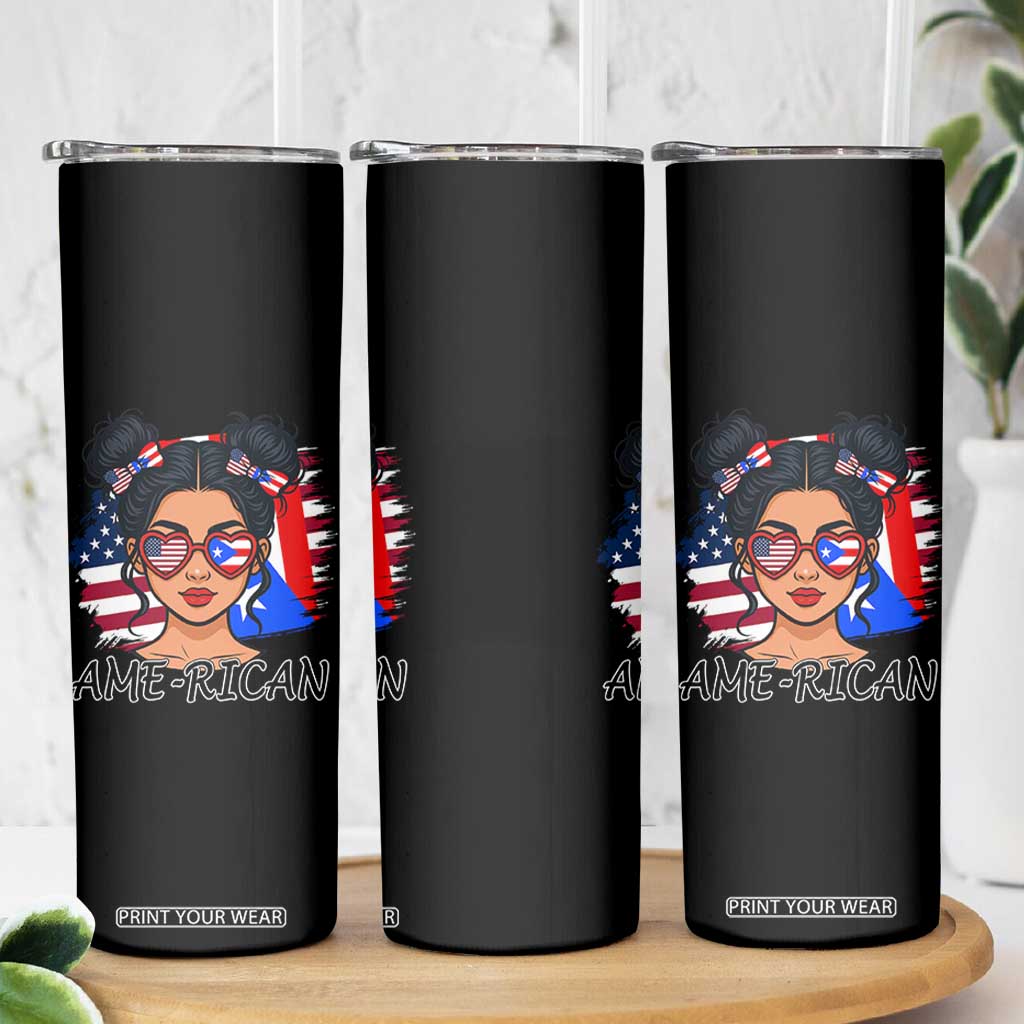 Puerto Rican American Girl Skinny Tumbler AME-RICAN Boricua Pride TS10 Print Your Wear