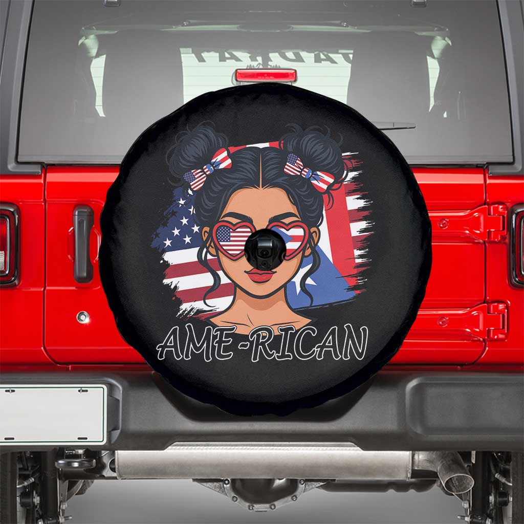 Puerto Rican American Girl Spare Tire Cover AME-RICAN Boricua Pride TS10 Black Print Your Wear