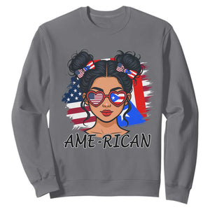 Puerto Rican American Girl Sweatshirt AME-RICAN Boricua Pride TS10 Charcoal Print Your Wear