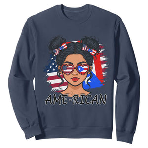 Puerto Rican American Girl Sweatshirt AME-RICAN Boricua Pride TS10 Navy Print Your Wear