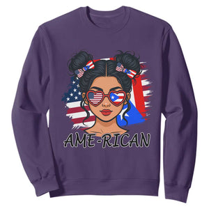 Puerto Rican American Girl Sweatshirt AME-RICAN Boricua Pride TS10 Purple Print Your Wear