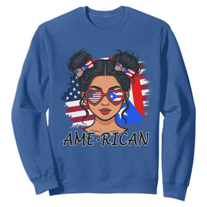 Puerto Rican American Girl Sweatshirt AME-RICAN Boricua Pride TS10 Royal Blue Print Your Wear