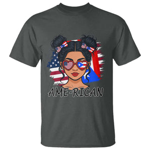 Puerto Rican American Girl T Shirt AME-RICAN Boricua Pride TS10 Dark Heather Print Your Wear
