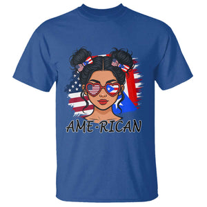 Puerto Rican American Girl T Shirt AME-RICAN Boricua Pride TS10 Royal Blue Print Your Wear