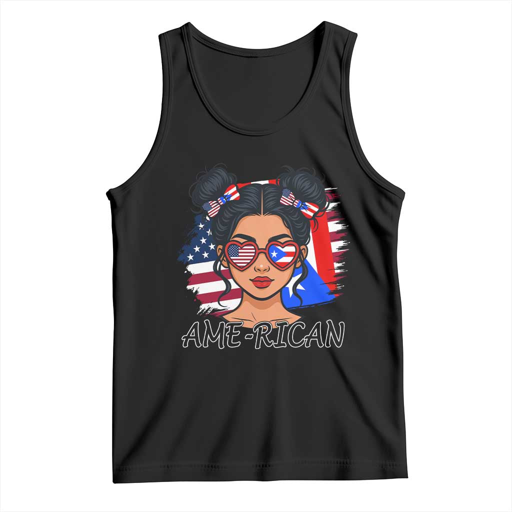 Puerto Rican American Girl Tank Top AME-RICAN Boricua Pride TS10 Black Print Your Wear