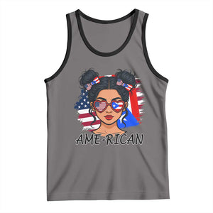 Puerto Rican American Girl Tank Top AME-RICAN Boricua Pride TS10 Deep Heather Black Print Your Wear