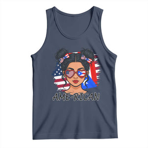Puerto Rican American Girl Tank Top AME-RICAN Boricua Pride TS10 Navy Print Your Wear