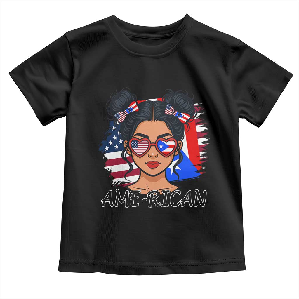 Puerto Rican American Girl Toddler T Shirt AME-RICAN Boricua Pride TS10 Black Print Your Wear