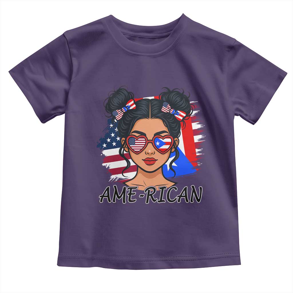 Puerto Rican American Girl Toddler T Shirt AME-RICAN Boricua Pride TS10 Purple Print Your Wear