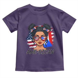 Puerto Rican American Girl Toddler T Shirt AME-RICAN Boricua Pride TS10 Purple Print Your Wear