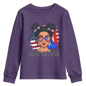 Puerto Rican American Girl Youth Sweatshirt AME-RICAN Boricua Pride TS10 Purple Print Your Wear