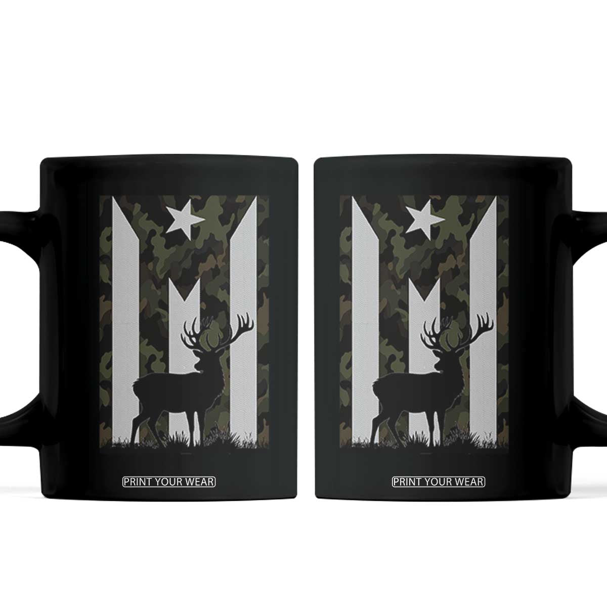 Deer Hunting Camo Puerto Rican Flag Coffee Mug Boricua Hunters TS10 Black Print Your Wear