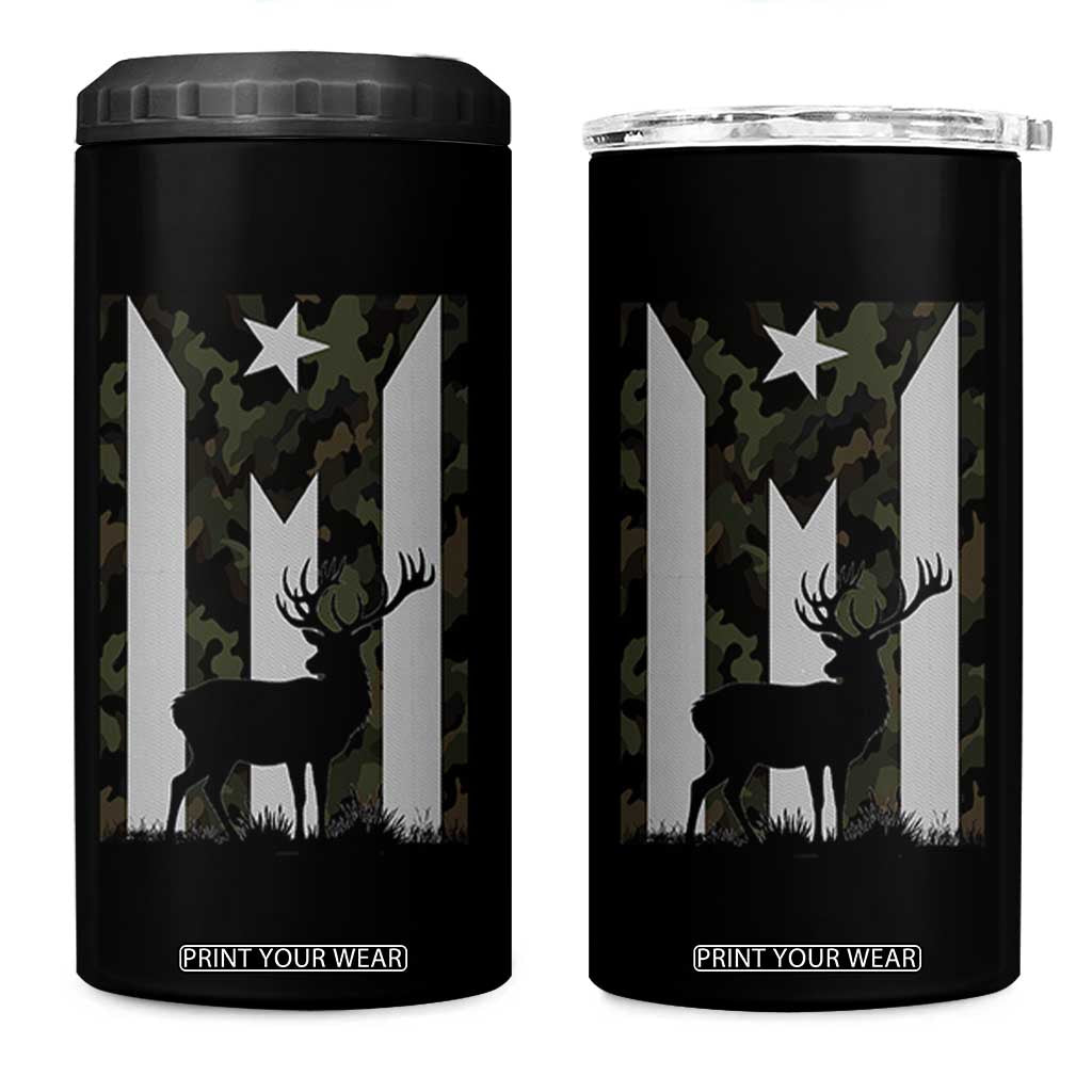 Deer Hunting Camo Puerto Rican Flag 4 in 1 Can Cooler Tumbler Boricua Hunters TS10 One Size: 16 oz Black Print Your Wear