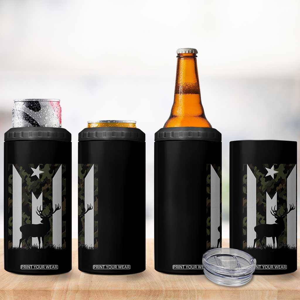 Deer Hunting Camo Puerto Rican Flag 4 in 1 Can Cooler Tumbler Boricua Hunters TS10 Print Your Wear