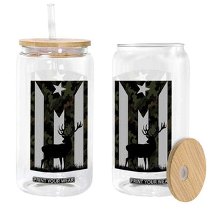 Deer Hunting Camo Puerto Rican Flag Glass Can Boricua Hunters TS10 Print Your Wear