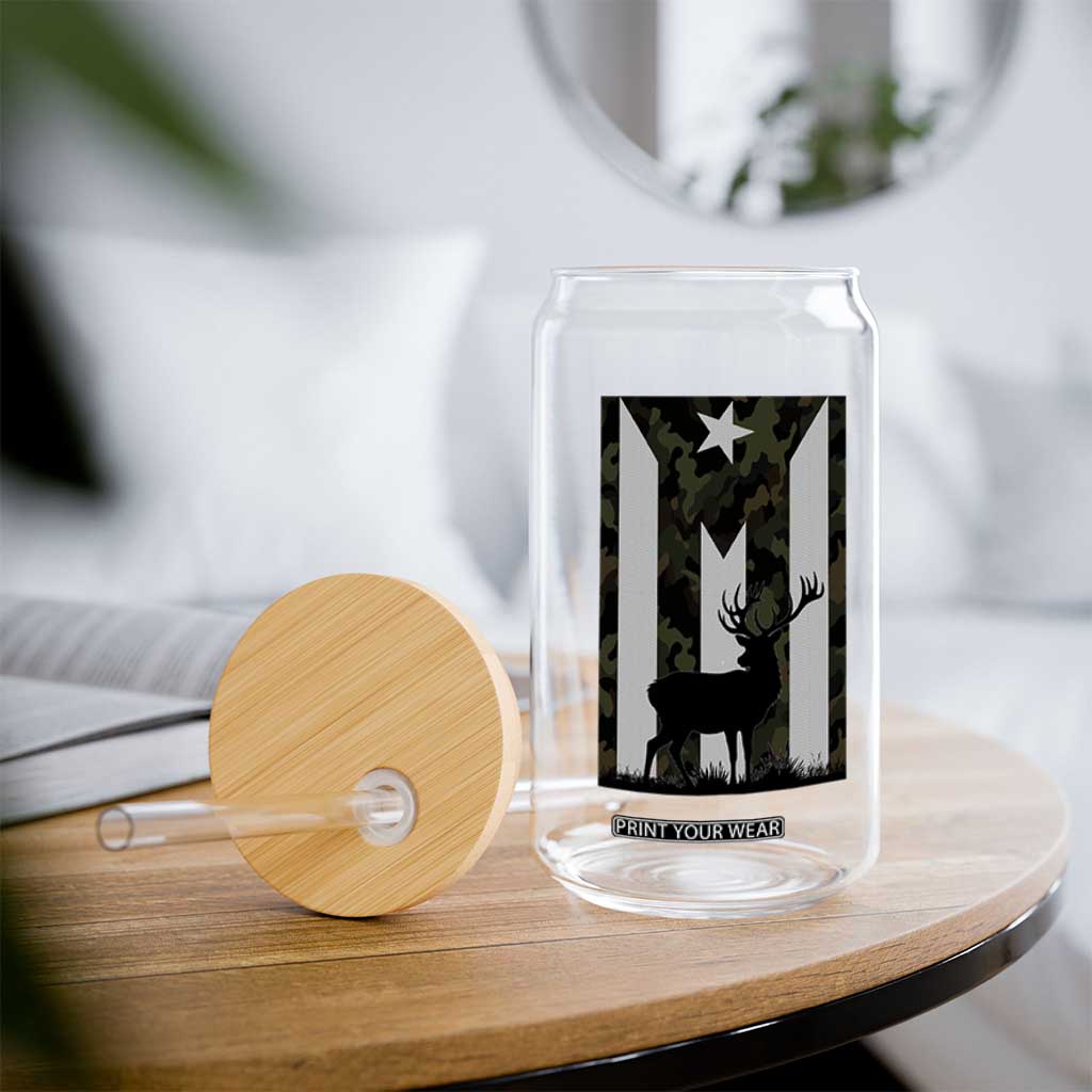 Deer Hunting Camo Puerto Rican Flag Glass Can Boricua Hunters TS10 Print Your Wear