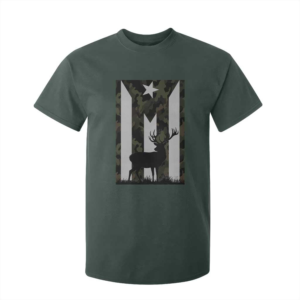Deer Hunting Camo Puerto Rican Flag T Shirt For Kid Boricua Hunters TS10 Dark Forest Green Print Your Wear