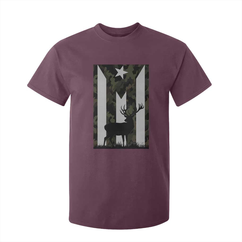Deer Hunting Camo Puerto Rican Flag T Shirt For Kid Boricua Hunters TS10 Maroon Print Your Wear