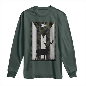 Deer Hunting Camo Puerto Rican Flag Long Sleeve Shirt Boricua Hunters TS10 Dark Forest Green Print Your Wear